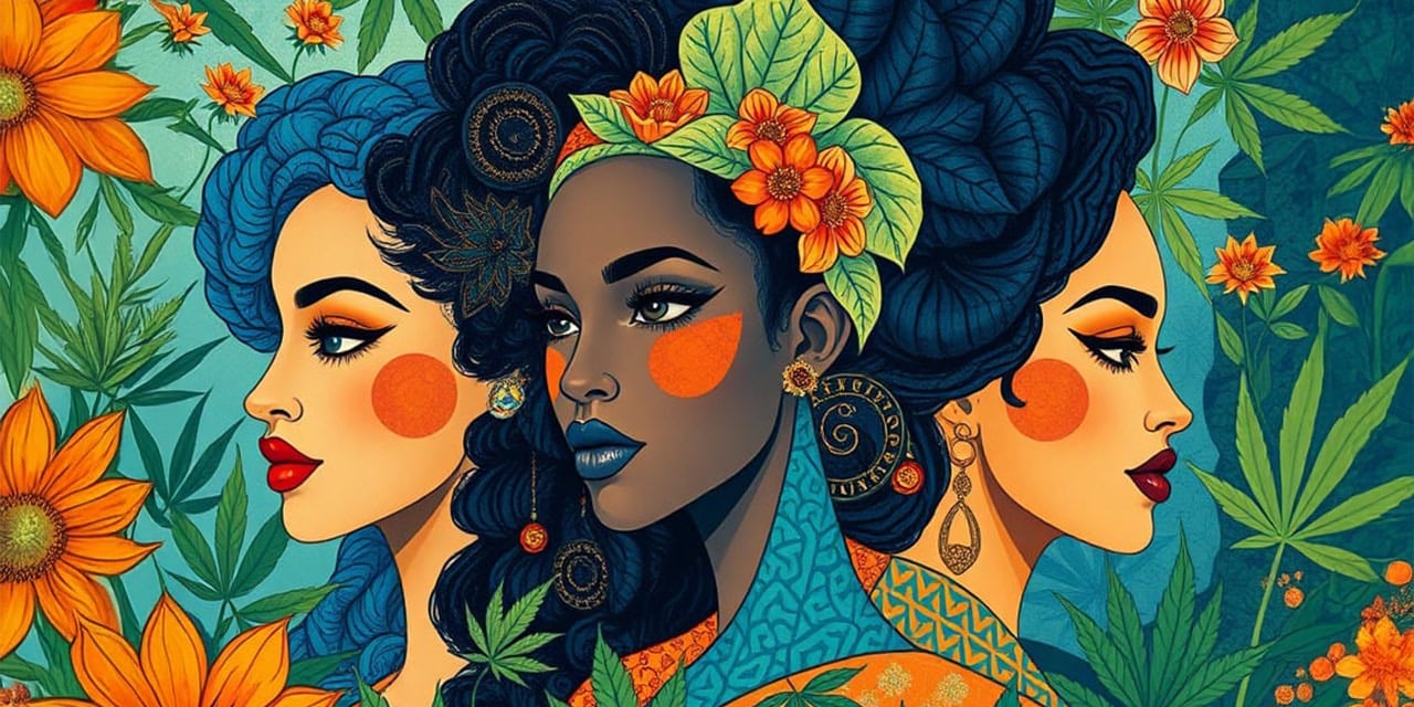 Mother's Day gift ideas with three women wearing vibrant makeup and floral adornments are shown in profile against a lush botanical background.